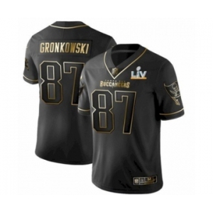 Tampa Bay Buccaneers #87 Rob Gronkowski  Black Golden Jersey 2021 Super Bowl LV