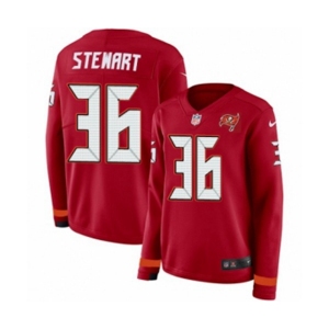 Women Nike Tampa Bay Buccaneers #36 M.J. Stewart Limited Red Therma Long Sleeve NFL Jersey
