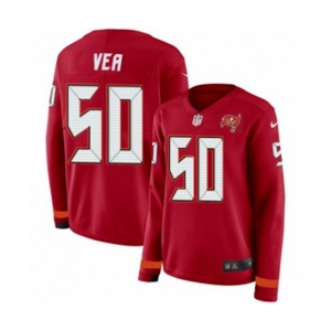 Women Nike Tampa Bay Buccaneers #50 Vita Vea Limited Red Therma Long Sleeve NFL Jersey