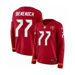 Women Nike Tampa Bay Buccaneers #77 Caleb Benenoch Limited Red Therma Long Sleeve NFL Jersey