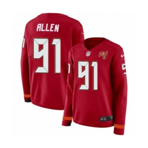 Women Nike Tampa Bay Buccaneers #91 Beau Allen Limited Red Therma Long Sleeve NFL Jersey