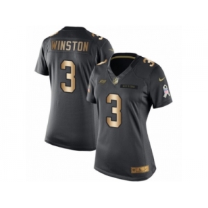Women's Nike Tampa Bay Buccaneers #3 Jameis Winston Limited Black Gold Salute to Service NFL Jersey