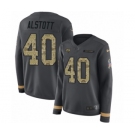 Women's Nike Tampa Bay Buccaneers #40 Mike Alstott Limited Black Salute to Service Therma Long Sleeve NFL Jersey