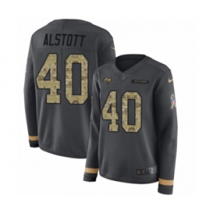 Women's Nike Tampa Bay Buccaneers #40 Mike Alstott Limited Black Salute to Service Therma Long Sleeve NFL Jersey
