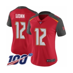 Women's Tampa Bay Buccaneers #12 Chris Godwin Red Team Color Vapor Untouchable Limited Player 100th Season Football Jersey