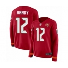Women's Tampa Bay Buccaneers #12 Tom Brady Limited Red Therma Long Sleeve Football Jersey