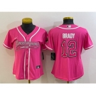 Women's Tampa Bay Buccaneers #12 Tom Brady Pink With Patch Cool Base Stitched Baseball Jersey