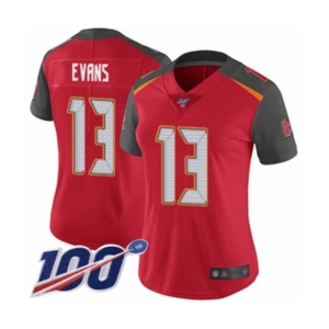 Women's Tampa Bay Buccaneers #13 Mike Evans Red Team Color Vapor Untouchable Limited Player 100th Season Football Jersey