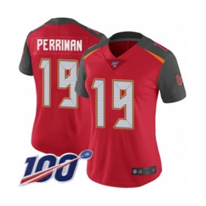 Women's Tampa Bay Buccaneers #19 Breshad Perriman Red Team Color Vapor Untouchable Limited Player 100th Season Football Jersey