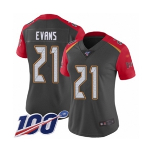 Women's Tampa Bay Buccaneers #21 Justin Evans Limited Gray Inverted Legend 100th Season Football Jersey