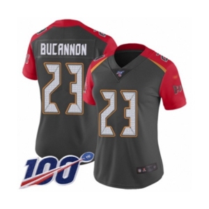 Women's Tampa Bay Buccaneers #23 Deone Bucannon Limited Gray Inverted Legend 100th Season Football Jersey