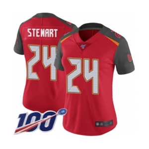 Women's Tampa Bay Buccaneers #24 Darian Stewart Red Team Color Vapor Untouchable Limited Player 100th Season Football Jersey