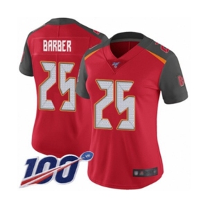 Women's Tampa Bay Buccaneers #25 Peyton Barber Red Team Color Vapor Untouchable Limited Player 100th Season Football Jersey