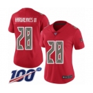 Women's Tampa Bay Buccaneers #28 Vernon Hargreaves III Limited Red Rush Vapor Untouchable 100th Season Football Jersey
