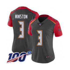 Women's Tampa Bay Buccaneers #3 Jameis Winston Limited Gray Inverted Legend 100th Season Football Jersey