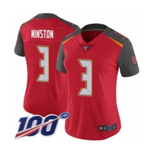 Women's Tampa Bay Buccaneers #3 Jameis Winston Red Team Color Vapor Untouchable Limited Player 100th Season Football Jersey