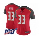 Women's Tampa Bay Buccaneers #33 Carlton Davis Red Team Color Vapor Untouchable Limited Player 100th Season Football Jersey