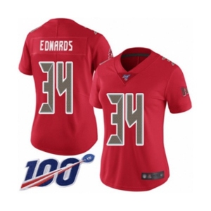 Women's Tampa Bay Buccaneers #34 Mike Edwards Limited Red Rush Vapor Untouchable 100th Season Football Jersey