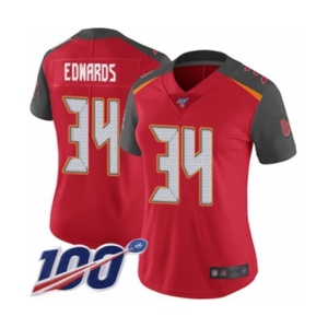 Women's Tampa Bay Buccaneers #34 Mike Edwards Red Team Color Vapor Untouchable Limited Player 100th Season Football Jersey