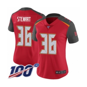 Women's Tampa Bay Buccaneers #36 M.J. Stewart Red Team Color Vapor Untouchable Limited Player 100th Season Football Jersey