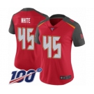 Women's Tampa Bay Buccaneers #45 Devin White Red Team Color Vapor Untouchable Limited Player 100th Season Football Jersey