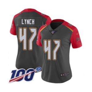Women's Tampa Bay Buccaneers #47 John Lynch Limited Gray Inverted Legend 100th Season Football Jersey