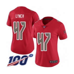 Women's Tampa Bay Buccaneers #47 John Lynch Limited Red Rush Vapor Untouchable 100th Season Football Jersey