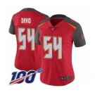 Women's Tampa Bay Buccaneers #54 Lavonte David Red Team Color Vapor Untouchable Limited Player 100th Season Football Jersey
