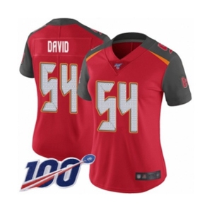 Women's Tampa Bay Buccaneers #54 Lavonte David Red Team Color Vapor Untouchable Limited Player 100th Season Football Jersey