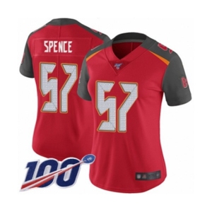 Women's Tampa Bay Buccaneers #57 Noah Spence Red Team Color Vapor Untouchable Limited Player 100th Season Football Jersey
