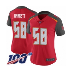 Women's Tampa Bay Buccaneers #58 Shaquil Barrett Red Team Color Vapor Untouchable Limited Player 100th Season Football Jersey