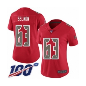 Women's Tampa Bay Buccaneers #63 Lee Roy Selmon Limited Red Rush Vapor Untouchable 100th Season Football Jersey