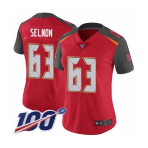 Women's Tampa Bay Buccaneers #63 Lee Roy Selmon Red Team Color Vapor Untouchable Limited Player 100th Season Football Jersey