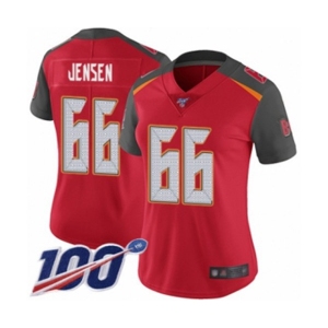 Women's Tampa Bay Buccaneers #66 Ryan Jensen Red Team Color Vapor Untouchable Limited Player 100th Season Football Jersey