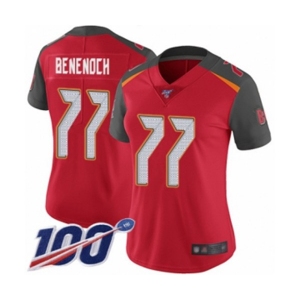 Women's Tampa Bay Buccaneers #77 Caleb Benenoch Red Team Color Vapor Untouchable Limited Player 100th Season Football Jersey