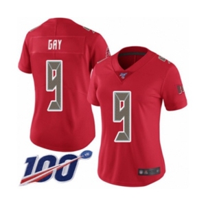 Women's Tampa Bay Buccaneers #9 Matt Gay Limited Red Rush Vapor Untouchable 100th Season Football Jersey