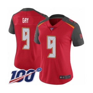 Women's Tampa Bay Buccaneers #9 Matt Gay Red Team Color Vapor Untouchable Limited Player 100th Season Football Jersey