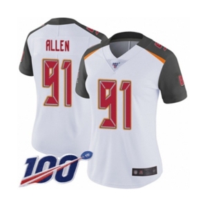 Women's Tampa Bay Buccaneers #91 Beau Allen White Vapor Untouchable Limited Player 100th Season Football Jersey