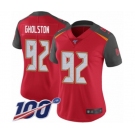 Women's Tampa Bay Buccaneers #92 William Gholston Red Team Color Vapor Untouchable Limited Player 100th Season Football Jersey
