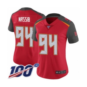 Women's Tampa Bay Buccaneers #94 Carl Nassib Red Team Color Vapor Untouchable Limited Player 100th Season Football Jersey