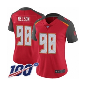 Women's Tampa Bay Buccaneers #98 Anthony Nelson Red Team Color Vapor Untouchable Limited Player 100th Season Football Jersey