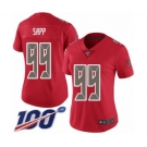 Women's Tampa Bay Buccaneers #99 Warren Sapp Limited Red Rush Vapor Untouchable 100th Season Football Jersey