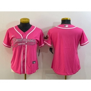 Women's Tampa Bay Buccaneers Blank Pink With Patch Cool Base Stitched Baseball Jersey