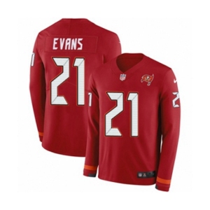 Youth Nike Tampa Bay Buccaneers #21 Justin Evans Limited Red Therma Long Sleeve NFL Jersey