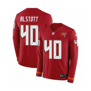 Youth Nike Tampa Bay Buccaneers #40 Mike Alstott Limited Red Therma Long Sleeve NFL Jersey