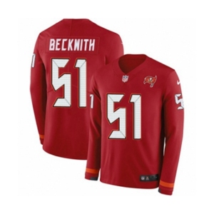 Youth Nike Tampa Bay Buccaneers #51 Kendell Beckwith Limited Red Therma Long Sleeve NFL Jersey