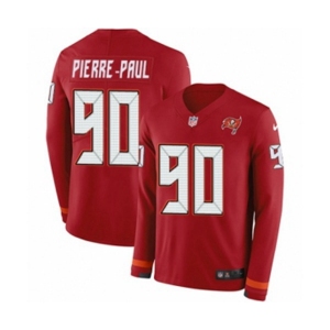 Youth Nike Tampa Bay Buccaneers #90 Jason Pierre-Paul Limited Red Therma Long Sleeve NFL Jersey