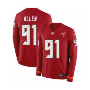 Youth Nike Tampa Bay Buccaneers #91 Beau Allen Limited Red Therma Long Sleeve NFL Jersey