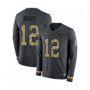 Youth Tampa Bay Buccaneers #12 Tom Brady Limited Black Salute to Service Therma Long Sleeve Football Jersey