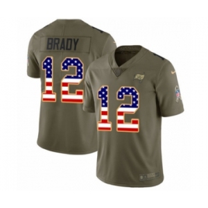 Youth Tampa Bay Buccaneers #12 Tom Brady Olive USA Flag Limited 2017 Salute To Service Jersey